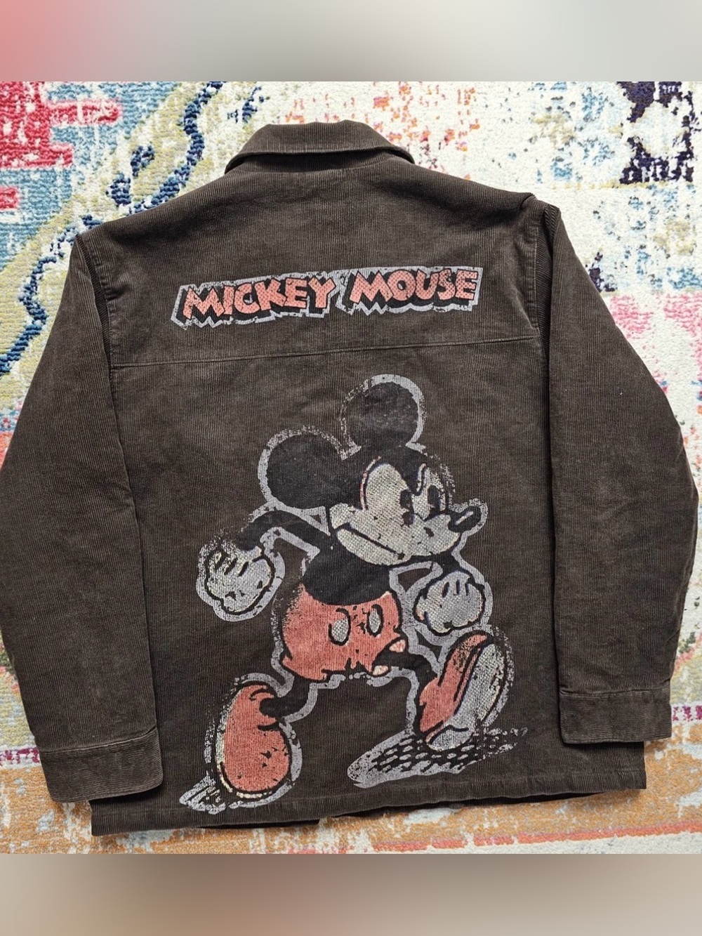 Vintage Disney Store Men's M Brown Corduroy Mad Mickey Mouse Chore Jacket